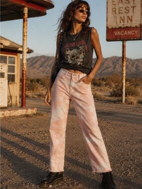 Levi’s 721 Pink White Tie Dye High Rise Skinny Jeans Retro Festival